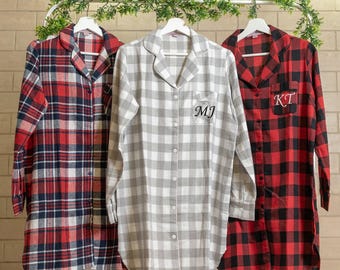 Chemise de nuit en flanelle de demoiselle d'honneur, chemise de pyjama de mariage à carreaux