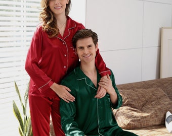 Pijamas navideñas para parejas, pijamas familiares a juego, regalo para él, regalo para ella, regalo para el esposo, regalo para la esposa.