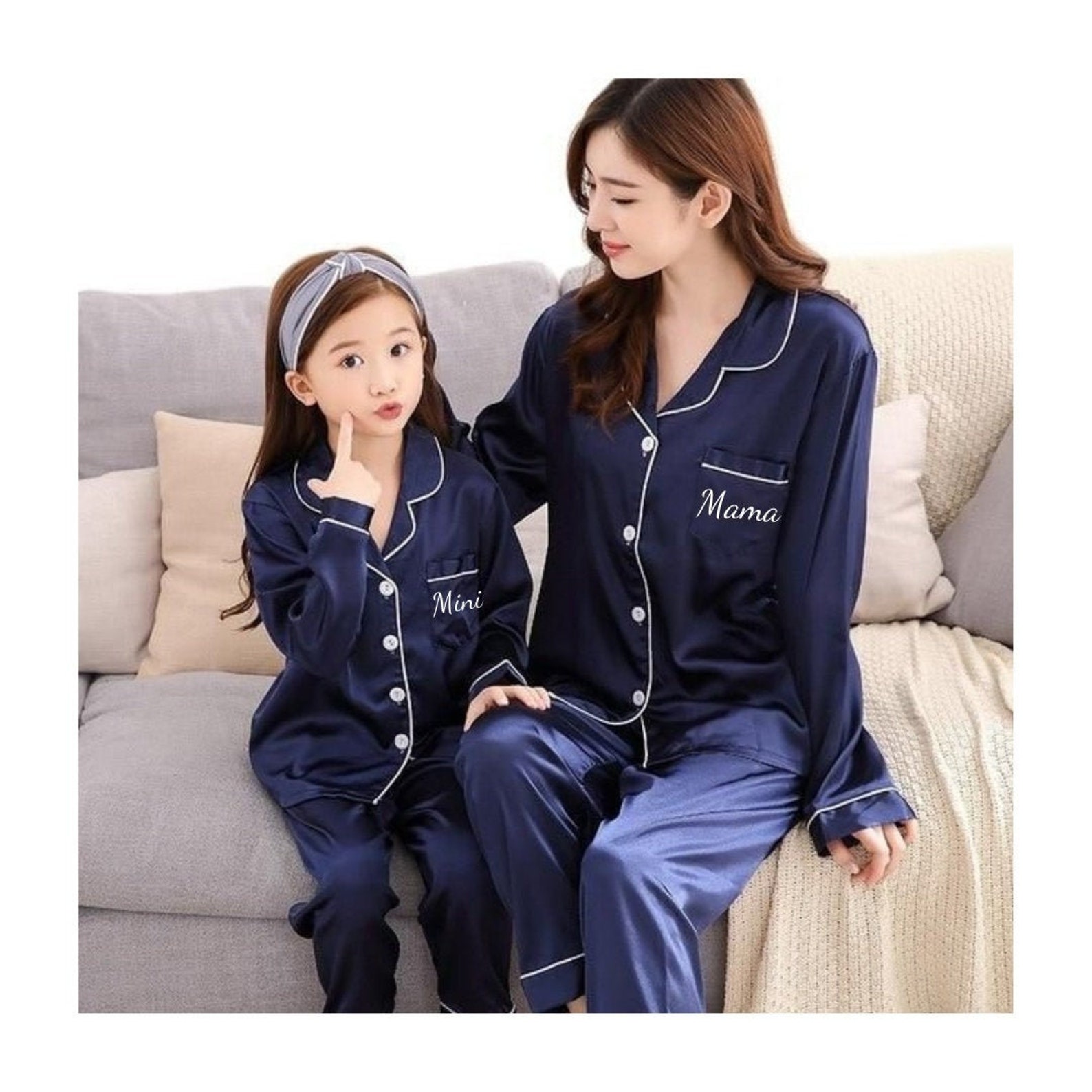 Mommy & Me Pajamas Satin Pajamas Family Pajamas Mother Etsy