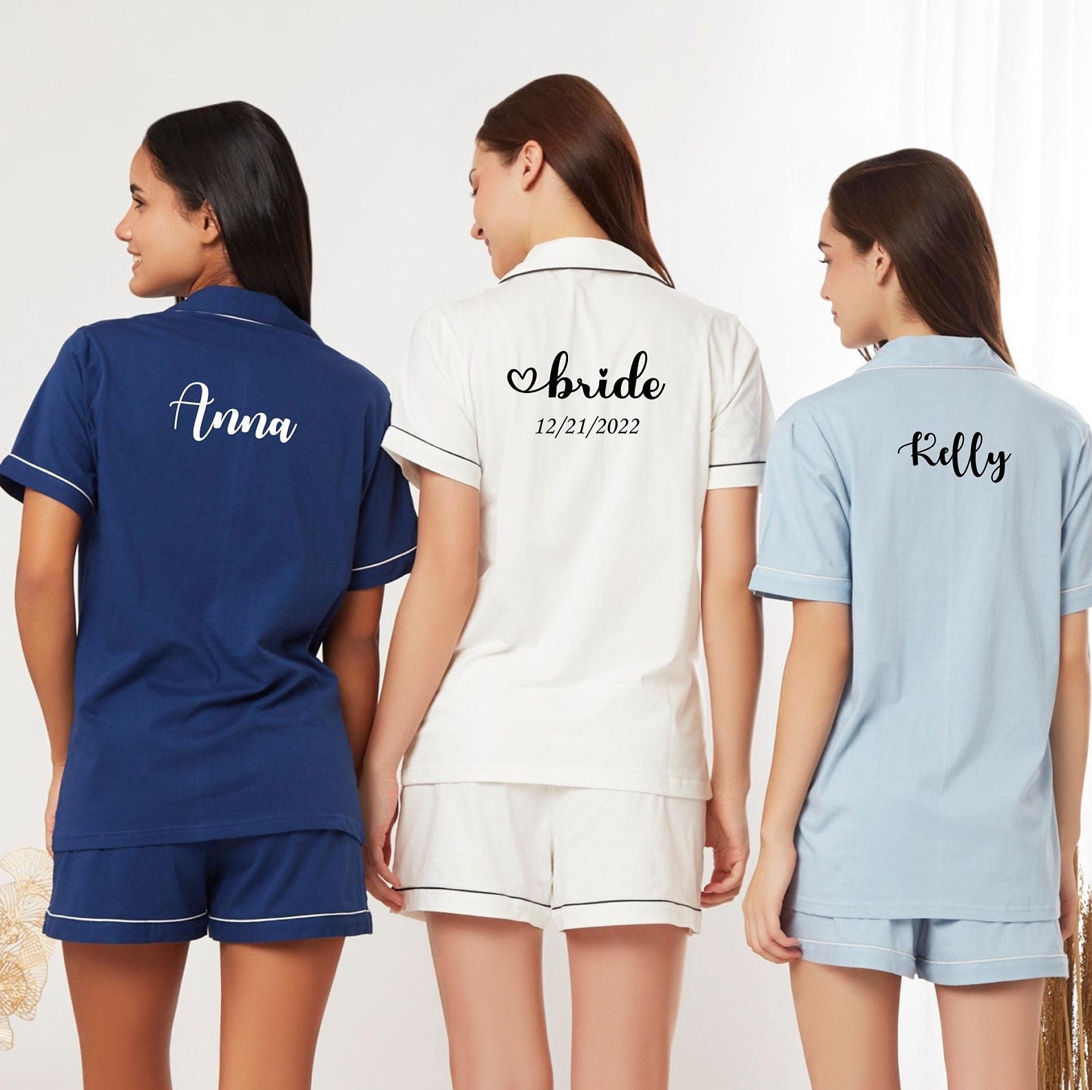 GiftsMadeForYouShop Personalized Gift Cotton Woman Long Pajamas Set, Cotton Long Pajamas, Bridesmaid Long Pants Pajamas, Bride Gifts for Her Set Christmas Gifts