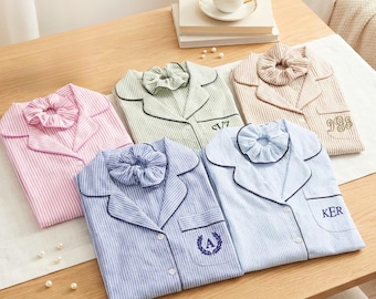 100% COTTON Striped Pajamas Bridesmaids Long Pants Pajama, Personalized Bridesmaid Pajama Set, Bridesmaid Pajama, Bridesmaid Gift