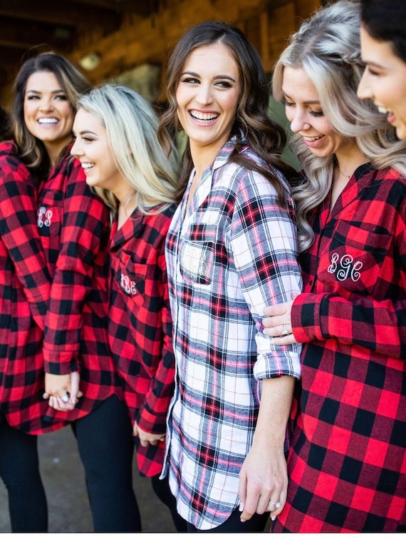 Custom Ladies Flannel / Bridesmaid Plaid Shirt / Flannel Shirt - Hong Kong
