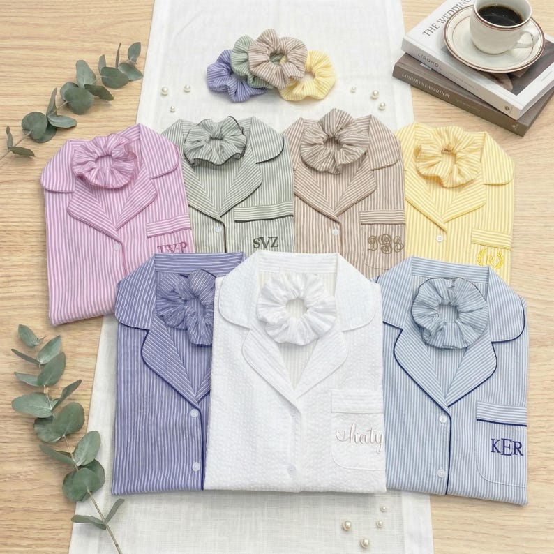 100% COTTON Striped Pajamas Bridesmaids Long Pants Pajama, Personalized Bridesmaid Pajama Set, Bridesmaid Pajama, Bridesmaid Gift image 12