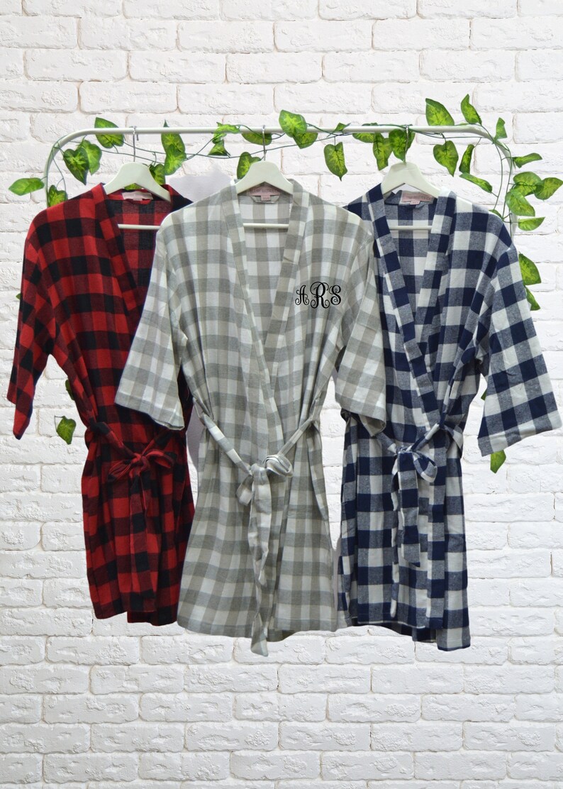 Flannel Robes Bridesmaid Robes Flannel Plaid Bridesmaid Etsy