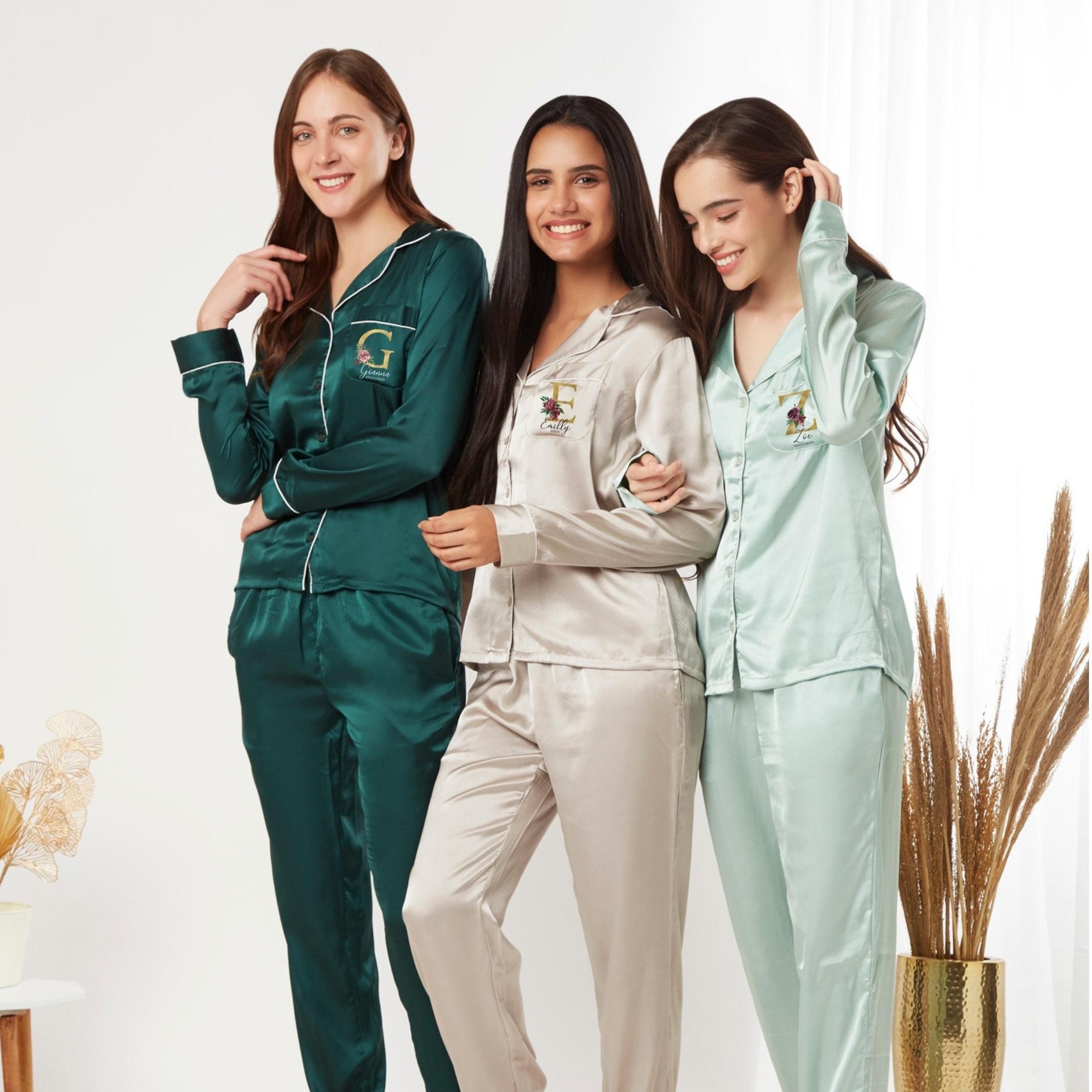 Emerald Green Silk Pyjama - Luxury PJ Jacket and Bottoms Set – Gilda & Pearl