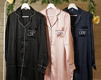 Satin Bridesmaid Sleep Shirt: Monogrammed Getting Ready Outfit