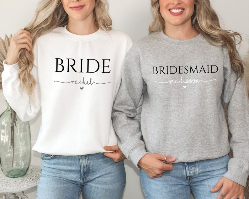 Personalized Gift for Bride, Bridal Party Gift, Custom Sweatshirt, Bridesmaid Shirt, Bridesmaid proposal, Custom Sweater, Bridal Shower Gift image 5