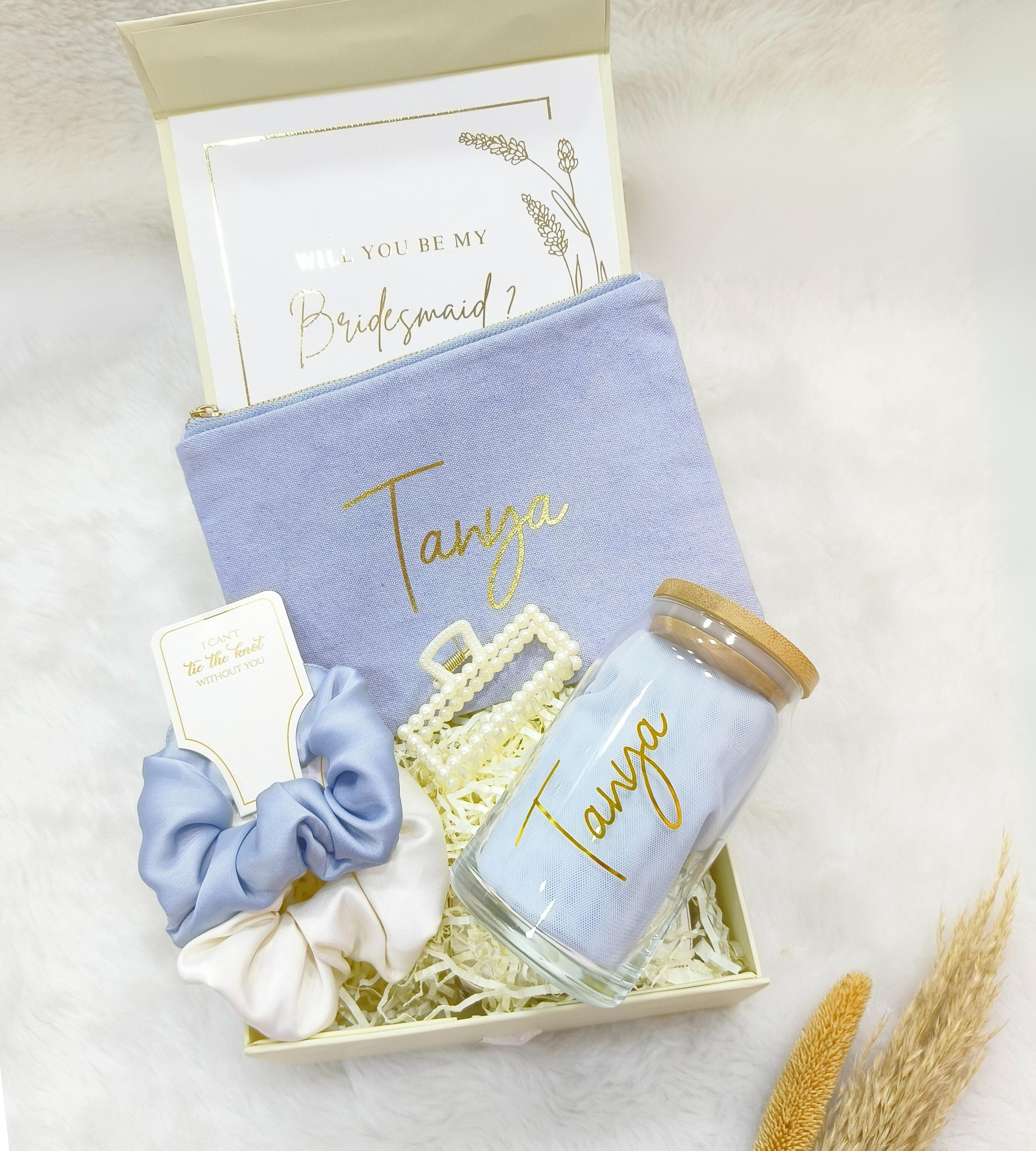 Bridesmaid Proposal Box with Makeup Bag and Bridesmaid Tumbler Personalized Bridesmaid Boxes  Will You Be My Bridesmaid Gift Box