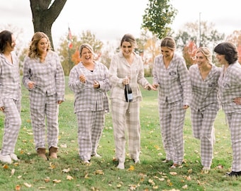 Bridesmaid Pajamas | Monogrammed Pajama | Bridesmaid Gift | Bridal Party Gifts | Plaid Pajamas | Christmas Bridesmaid | Bridesmaid Flannels