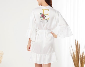 Personalisierte Blumen Braut Satin Robe, Hochzeit Party Geschenk