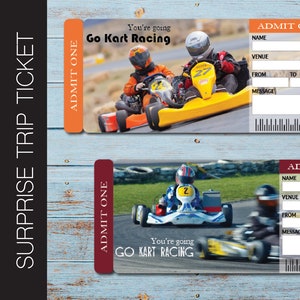 Printable GO KART Racing Surprise Trip Tickets. Vacation Ticket. Boarding Pass. Instant Download