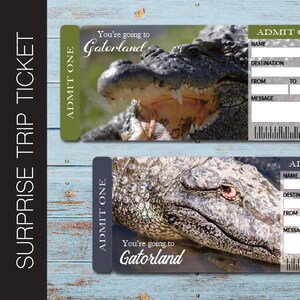 Druckbare GATORLAND Surprise Trip Tickets. Urlaubsticket.  Bordkarte.