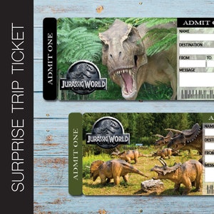 JURASSIC WORLD Surprise Universal Studios Reisetickets zum Ausdrucken. Urlaubsticket.  Bordkarte.
