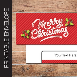 Druckbare WEIHNACHTS-Briefumschlag für Geschenkkarten, Gutscheine, Bordkarten und Geld. Digital bearbeitbarer Sofortdownload