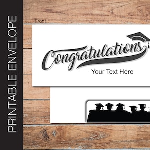 Ausdruckbare Umschlag GRADUATION für Geschenkkarten, Gutscheine, Bordkarten und Geld. Digital bearbeitbarer Sofortdownload