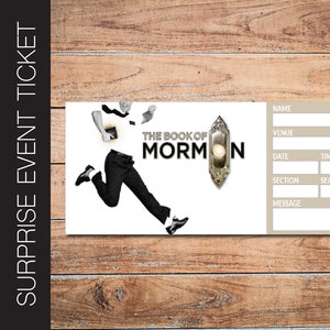 Druckbare THE BOOK of MORMON Broadway Surprise Ticket. Bearbeitbares Musiktheater Faux Event Eintritt Souvenir Andenken. PdF Sofortiger Download