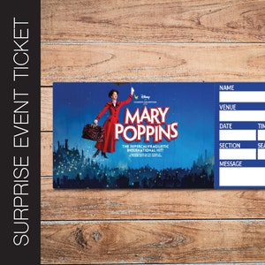 MARY POPPINS Broadway Überraschungskarte. Bearbeitbares Musiktheater Faux Event Eintritt Souvenir Andenken. PdF Sofortiger digitaler Download.