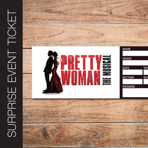 Druckbare PRETTY WOMAN Broadway Surprise Ticket. Bearbeitbares Musiktheater Faux Event Eintritt Souvenir Andenken. PDF Sofortdownload