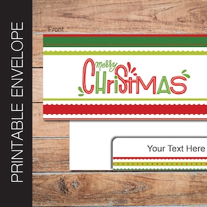 Sobre navideño imprimible para boletos de regalo, cupones, tarjetas de embarque y dinero. Edición digital, descarga instantánea.