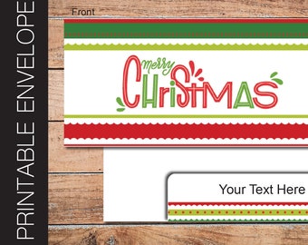 Printable CHRISTMAS Envelope for Gift Tickets, Vouchers, Boarding Passes and Money. Digitally Editable Instant Download