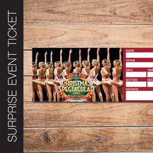 Druckbare CHRISTMAS SPECTACULAR Broadway Überraschungskarte. Bearbeitbares Musiktheater-Faux-Event-Admission-Andenken. PDF Sofortdownload