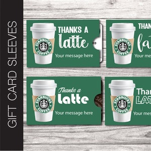 Druckbare BUSINESS Starbucks Coffee Geschenkkarte Hülle / Umschlag. Vielen Dank eine Latte! Fügen Sie Ihr Logo hinzu. Digitaler Sofort Download