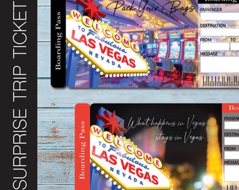 Printable LAS VEGAS Surprise Trip Gift Ticket. Boarding Pass. Printable Ticket. Trip Ticket. Vacation Ticket. Editable PDF Instant Download
