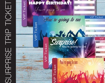 Printable CONCERT Surprise Ticket.  Editable Artist | Band | Venue VIP Admission Ticket.  PDF Instant Download File.