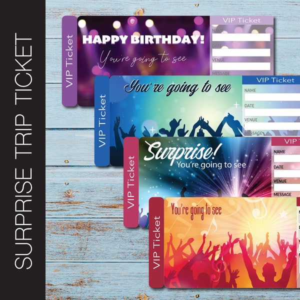 Printable CONCERT Surprise Ticket.  Editable Artist | Band | Venue VIP Admission Ticket.  PDF Instant Download File.