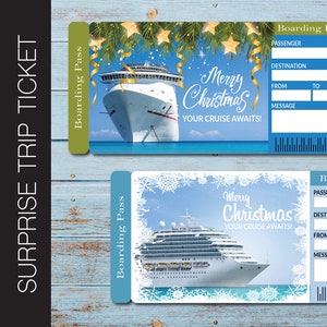 Druckbare Weihnachts-Kreuzfahrt-Geschenk-Trip-Karten.  Bordkarte für Kreuzfahrten