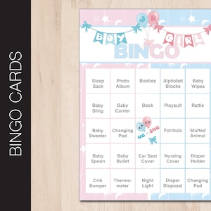Jeu de bingo imprimable GENDER REVEAL. Bingo pour baby shower. Garçon ou fille. Il ou elle. 40 fiches PDF prêtes à imprimer ou modifiables. Téléchargement instantané