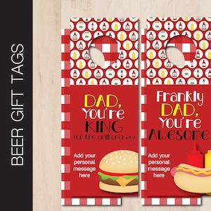 Printable GRILL DAD Beer Bottle Gift Tag.  Celebrate Birthday Dad Gift Editable 2-sided Beer Bottle Label Instant Download PDF