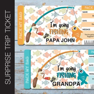 Printable Grandpa Fishing Trip Ticket. Uncle Daddy Granddaddy Lolo Gramps Nonno Papa Paw-Paw Pop-Pop Fishing Ticket. Instant Download