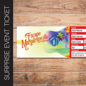 Druckbare ESCAPE To MARGARITAVILLE Broadway Überraschungskarte. Bearbeitbares Musiktheater Faux Event Eintritt Souvenir Andenken. PDF-Download.