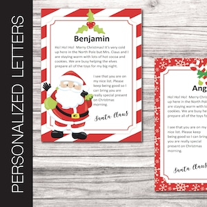 Carta personalizada imprimible de Papá Noel. Carta de Navidad. PDF con texto editable.