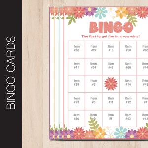 Editable FLOWERS Themed Bingo Game. 4 Colors. Add Your 72 Unique Items. 40 Printable PDF Cards. Instant Download Printable Digital File