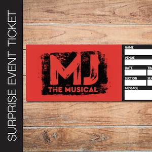 Druckbare MJ Broadway Überraschungskarte. Bearbeitbares Musiktheater Faux Event Eintritt Souvenir Andenken. PDF Sofortdownload.