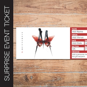 Druckbare MADAME BUTTERFLY Broadway Überraschungskarte. Bearbeitbares Musiktheater Faux Event Eintritt Souvenir Andenken. PdF Sofortiger Download.
