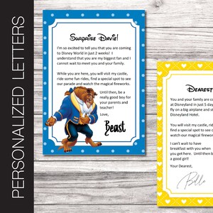 Cartas personalizadas para impressão BEAUTY - Revelação de viagem surpresa. Fera. 5" x 7" Todo o texto editável.