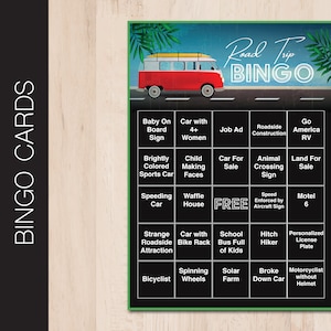 Printable ADULT ROAD TRIP Bingo Game | 20 Print-Ready or Editable Pdf Cards | Instant Download Printable Digital File