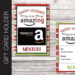Porta-buoni regalo Amazon HOLIDAY stampabile. Modificabile per insegnante. Manager. Madre. Nonna. Nonno. Papà. Mentore. Allenatore. Download immediato