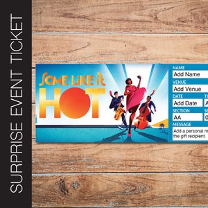 Printable SOME Like it HOT Broadway Surprise Ticket. Editable Musical Theatre Faux Event Admission Souvenir Keepsake PDF Instant Download