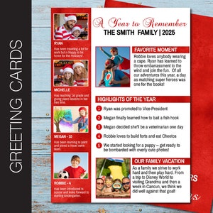 Bearbeitbares JAHR IM RÜCKBLICK Foto 5 x 7 Grußkarte. Personalisierte Weihnachtskarte. Benutzerdefinierte Weihnachtsvorlage. Corjl DIY Digital. 5 Rückenoptionen.