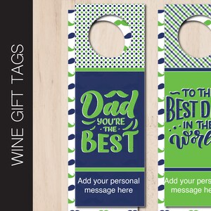 Etiqueta de presente de vinho BEST DAD para impressão. Super pai. Aniversário. Etiqueta de garrafa de vinho dupla face editável. Download instantâneo do arquivo PDF