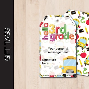 Etiquetas de regalo editables "HOLA 3.ER GRADO". Etiqueta editable. Promoción. Nuevo curso. Inicio de clases. De la maestra. Primer día de clases. Notas para la lonchera.