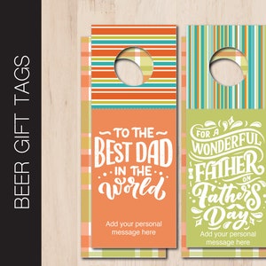 Printable FATHERS DAY Beer Bottle Gift Tag.  Gift For Dad. Editable 2-sided Beer Bottle Label Instant Download PDF
