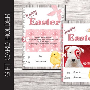 Printable OSTERN Geschenkkartenhalter. Osterküken Themed bearbeitbare Geschenkkarte für Kinder, Lehrer oder in Osterkörben.  Digitales PDF.
