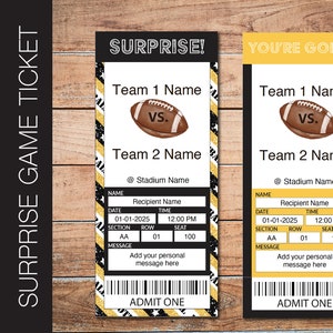Bearbeitbar PITTSBURGH Colors Football Game Geschenk offenbaren Ticket.  Bearbeitbarer Sofortiger Download. Schwarz und Gold Karte