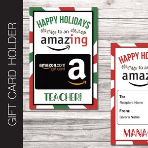 Porta-buoni regalo Amazon HOLIDAY stampabile. Modificabile per insegnante. Manager. Madre. Nonna. Nonno. Papà. Mentore. Allenatore. Download immediato