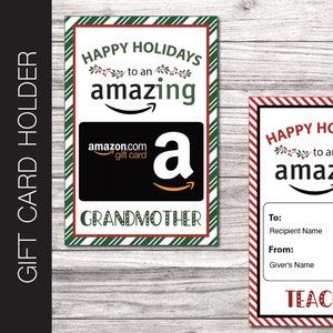 Porta-buoni regalo Amazon HOLIDAY stampabile. Modificabile per insegnante. Manager. Madre. Nonna. Nonno. Papà. Mentore. Allenatore. Download immediato
